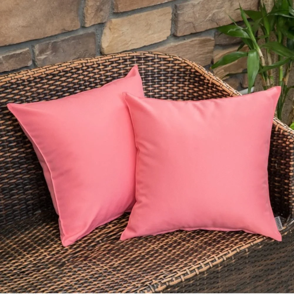 Luxury Home | Set of 2 Chic Pink Outdoor Water Resistant Throw Pillow Covers